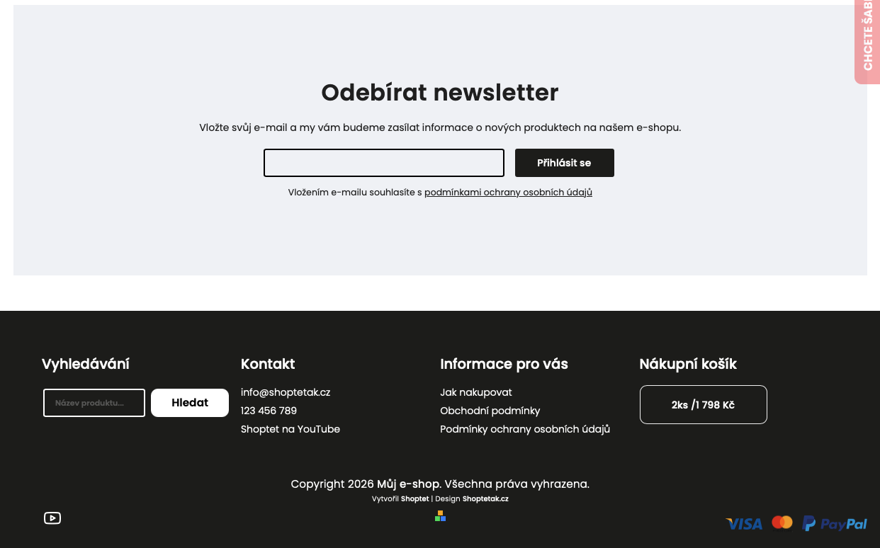 Čtyři widgety patičky Opal v jedné řadě na desktopu