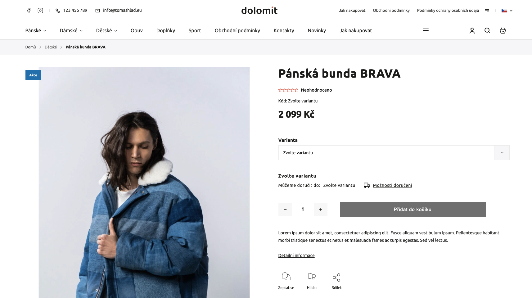 Dolomit – nadpis a hodnocení produktu v pravém sloupci