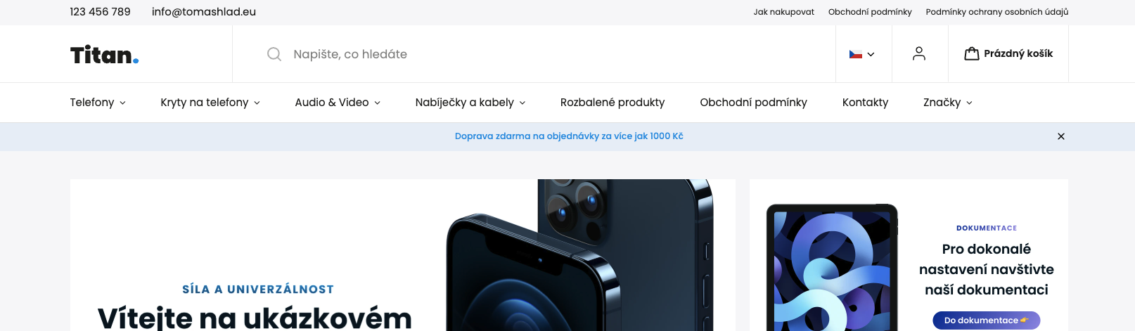 Titan – ikony v hlavičce bez textových nadpisů