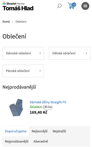 Mobilní drobečková navigace Domů / Oblečení