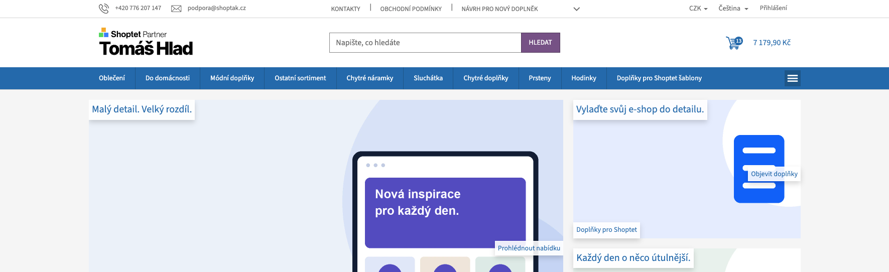 Barevné pozadí hlavního menu přes celou šířku v šabloně Classic